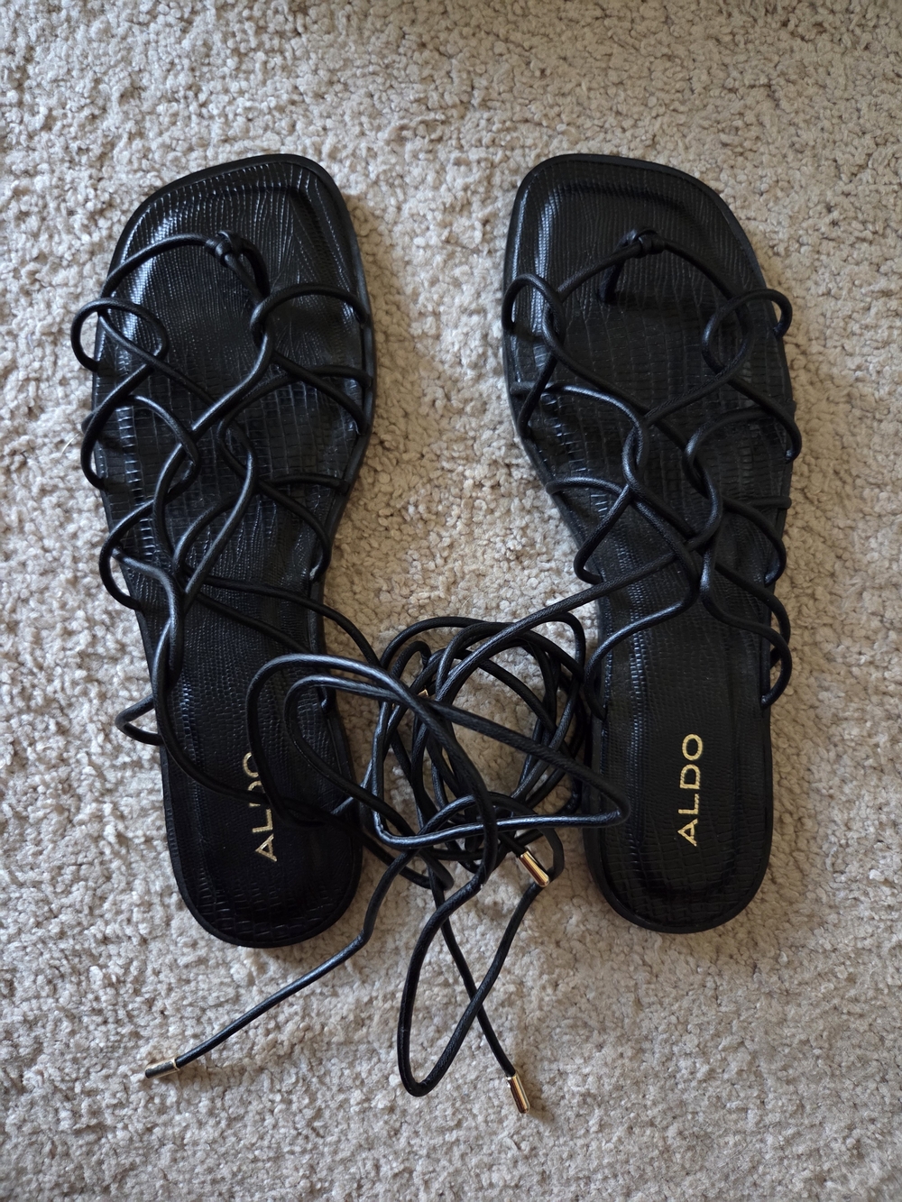 ALDO Black Lace-Up Strappy Sandals